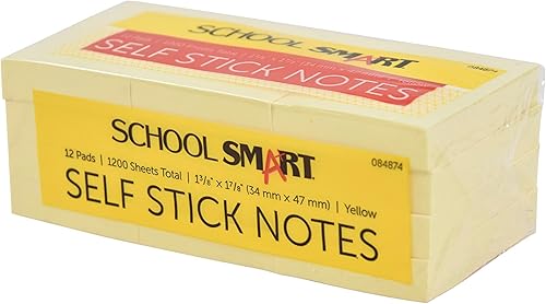 Miniatura 3 de School Smart Notas autoadhesivas extraíbles, 1 12 x 2 pulgadas, 12 blocs de 100 hojas, color amarillo