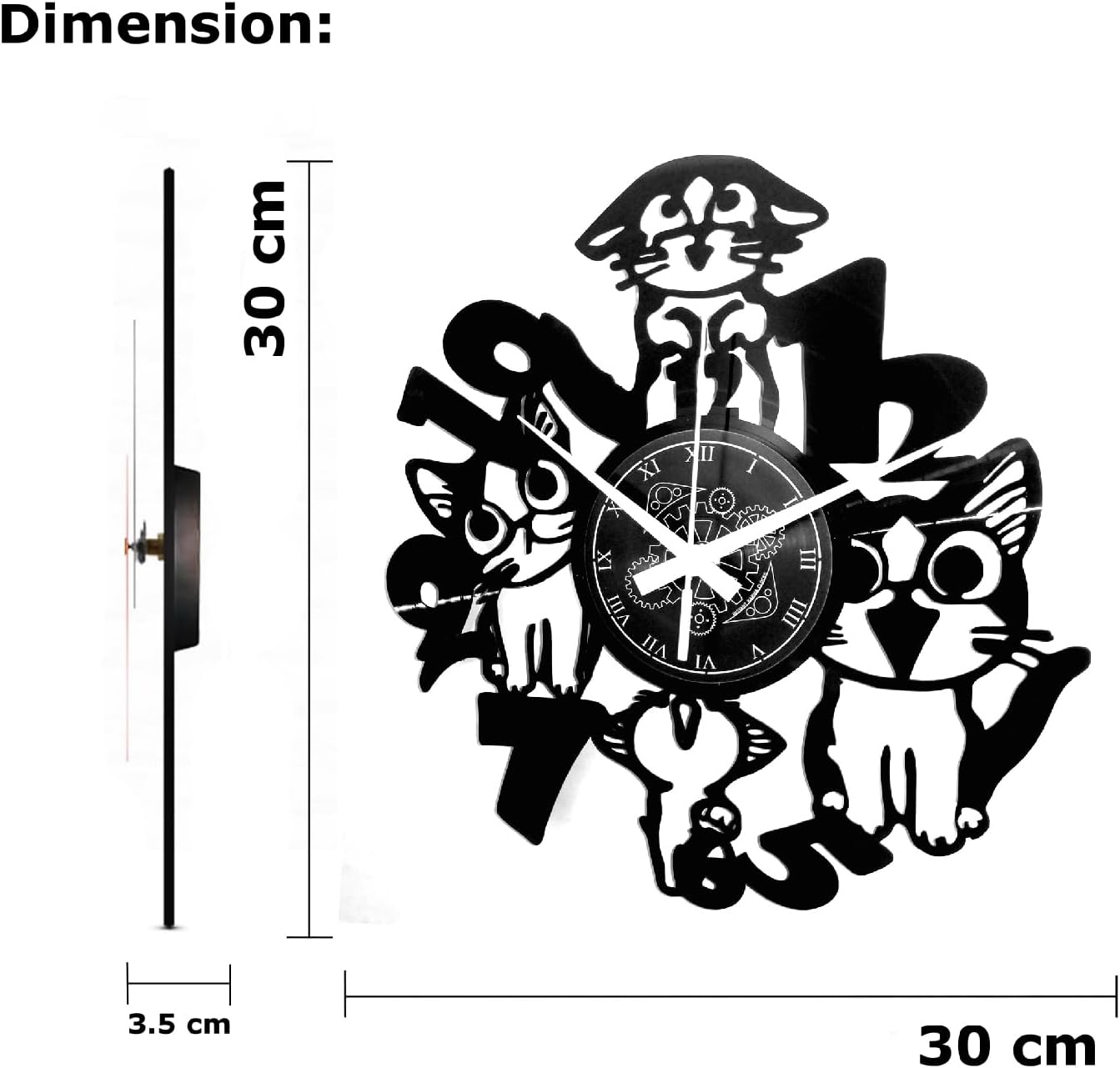 Vinyl Wall Clock Gift Idea Cats Cat Pets Home Cat Cats Vintage Silent