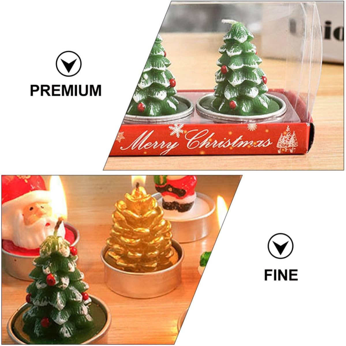 9pcs Christmas Decorative Candle Set for Party Room Xmas Display