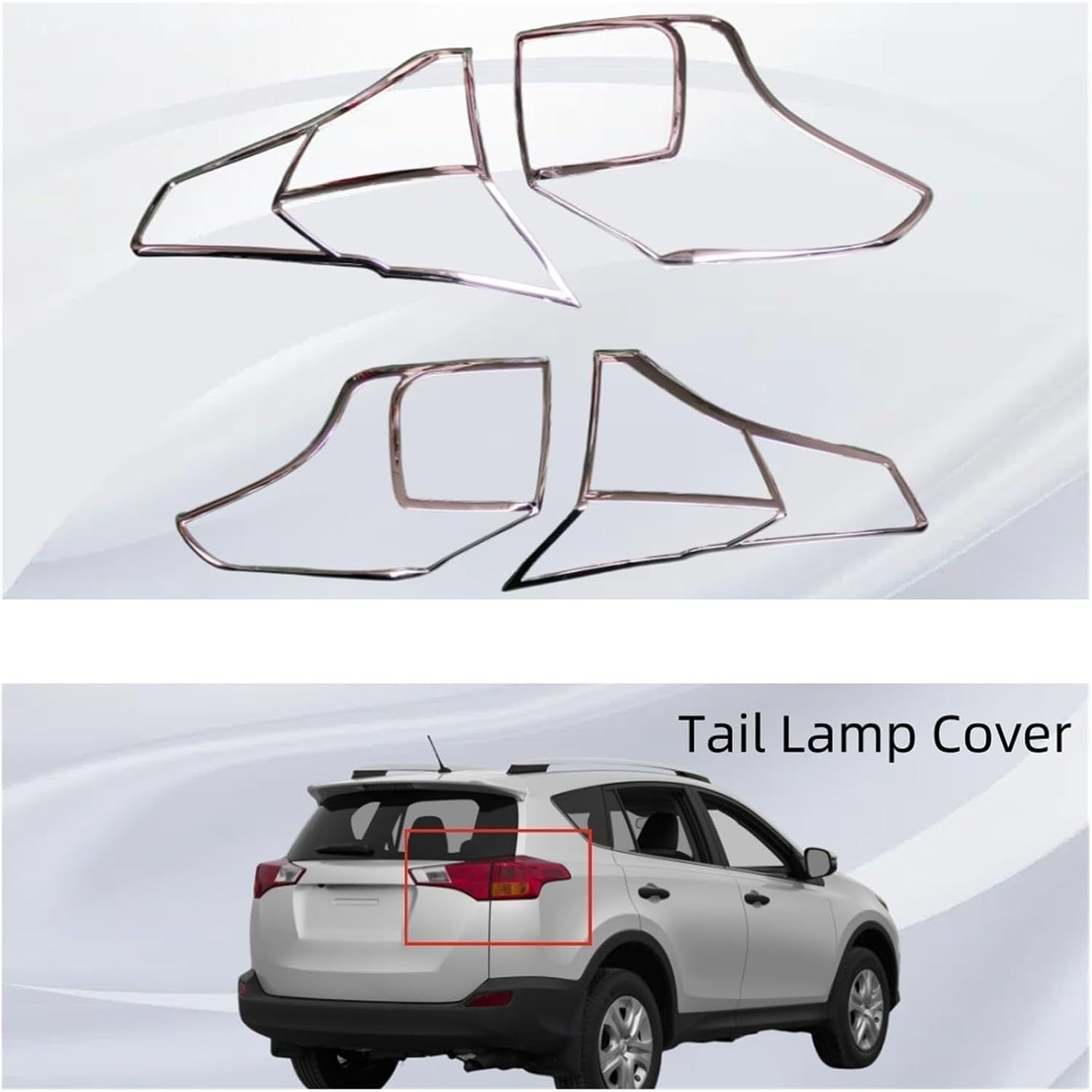 ABS Chrome Car Tail Lamp Cover Compatible For Toyota Rav4 XA40 2013 2014 2015 2016 2017 Silver Exterior Vehicle Parts Decorate