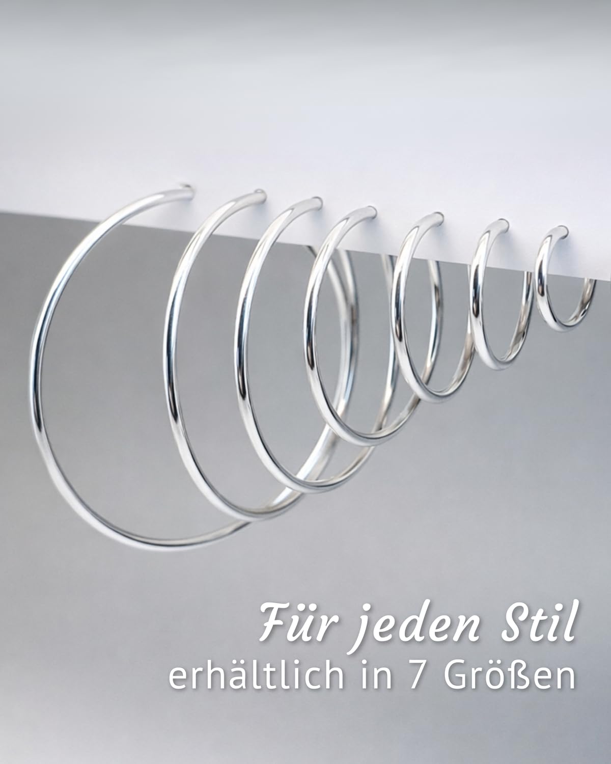 MATERIA by Matthias Wagner Silber Creolen 925 für Damen und Herren 2,5mm breit in 8 Größen