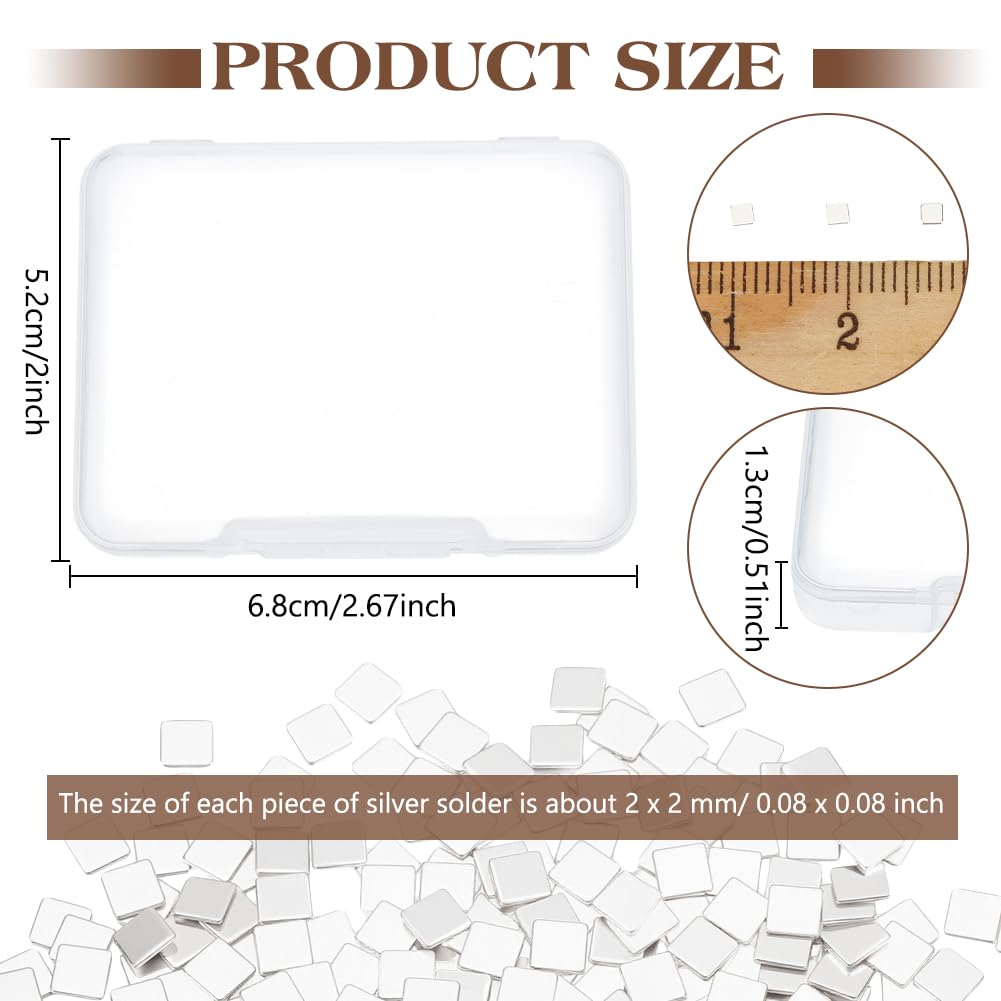 WEBEEDY Über 600 Stück Winzige Silber Chips Zum Löten Für Schmuck 5.6Gram(3.6DWT) Vorgeschnittene Silberlotchips Für Einfaches Schweißen von DIY Schmuckherstellung Reparatur Elektroniklöten(2x2mm)