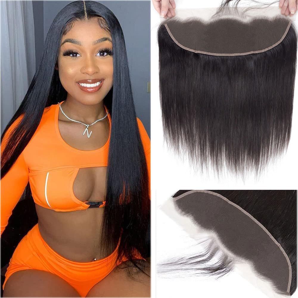 Ear To Ear 13x6 Real Transparent Lace Frontal Straight Human Hair Closure Virgin Brazilian Human Hair Invisible Clear Swiss Lace Frontal 12 Inch