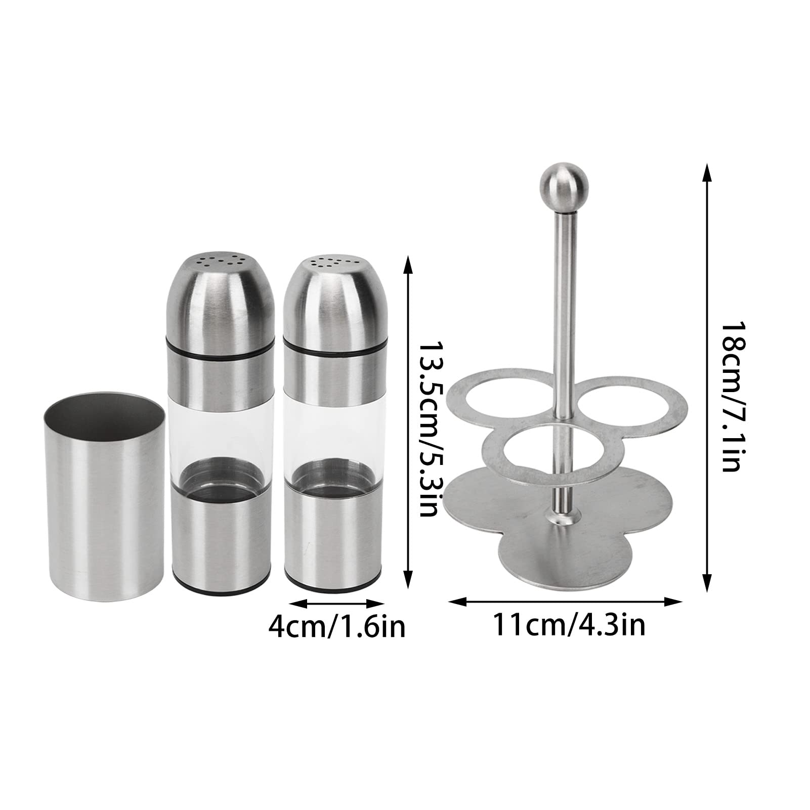 Set di bottiglie per condimenti in acciaio inossidabile Contenitori per sale e pepe antiruggine dal design elegante con coperchio a scatto per tavolo da pranzo da (Bottiglia di condimento X 2, tazza