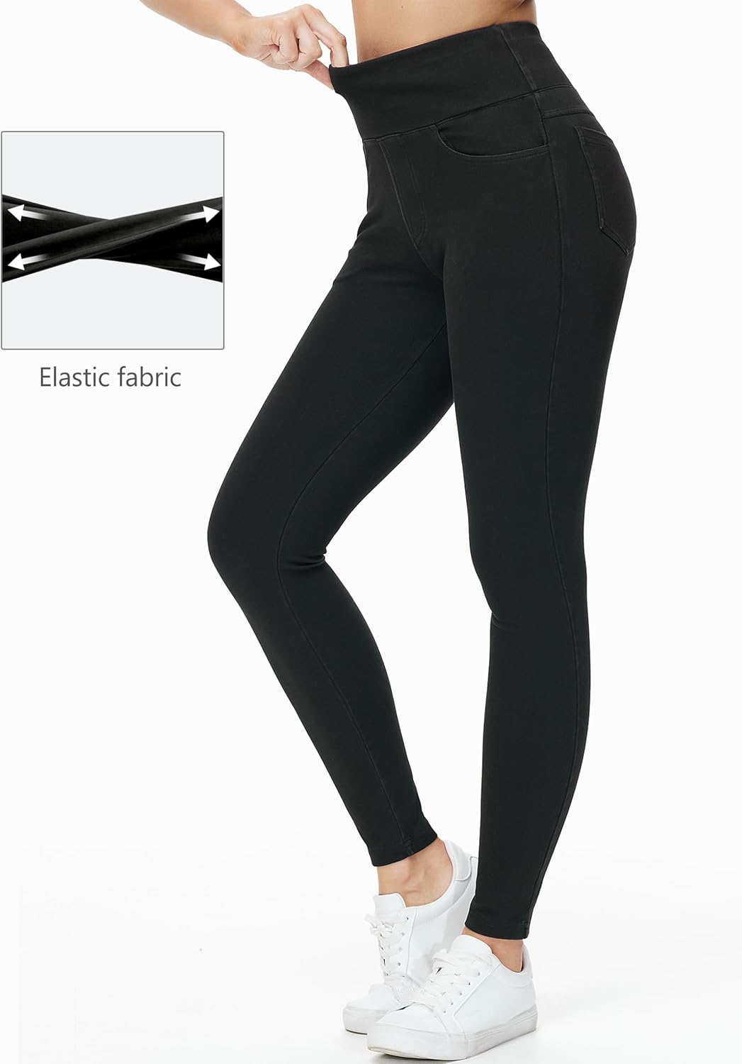 THE GYM PEOPLE Women's High Waisted Jeggings Pants Stretchy Tummy Control Skinny Jean Leggings with Pockets - Image 3