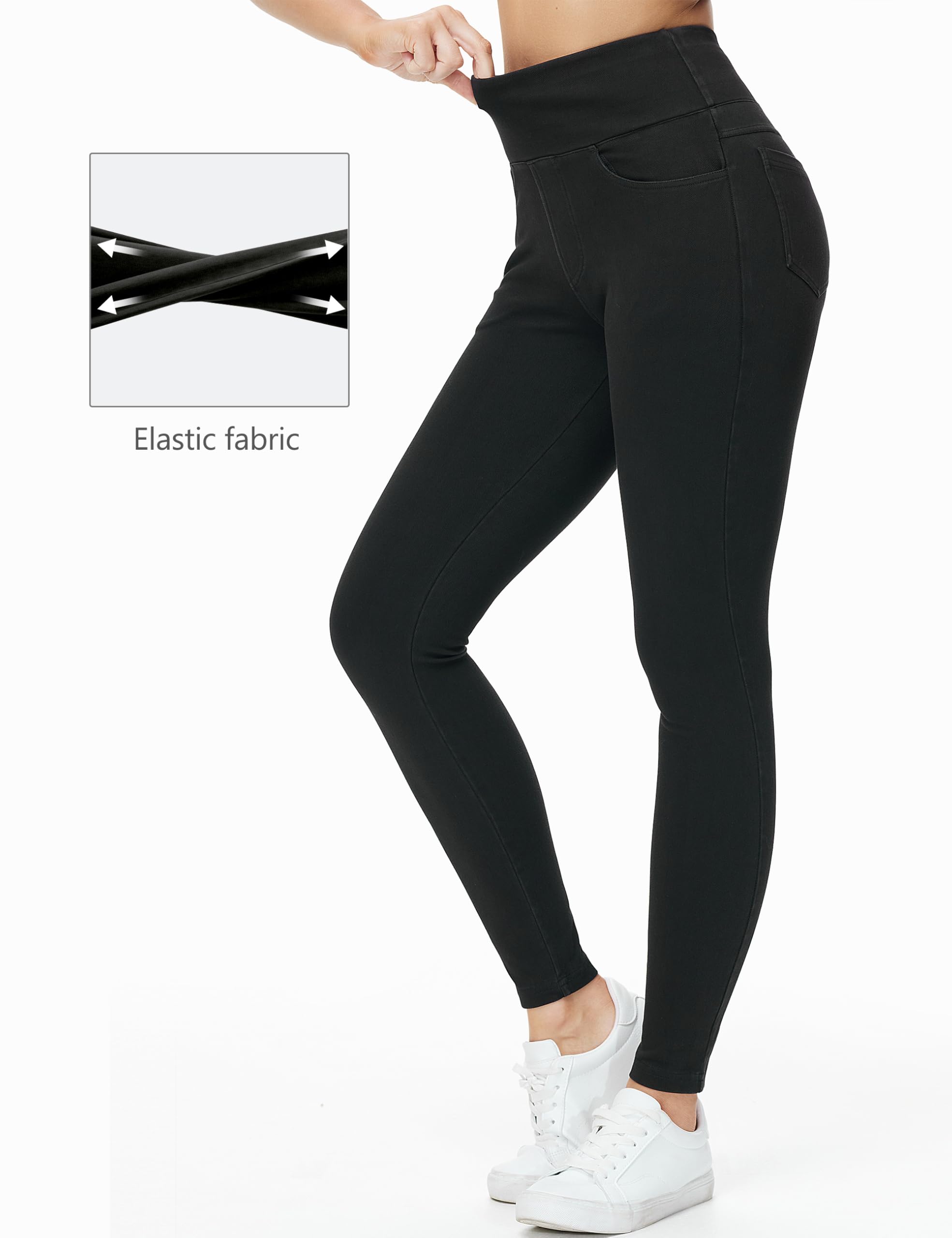 THE GYM PEOPLE Jeggings da donna a vita alta pantaloni elasticizzati controllo pancia skinny jeans leggings con tasche