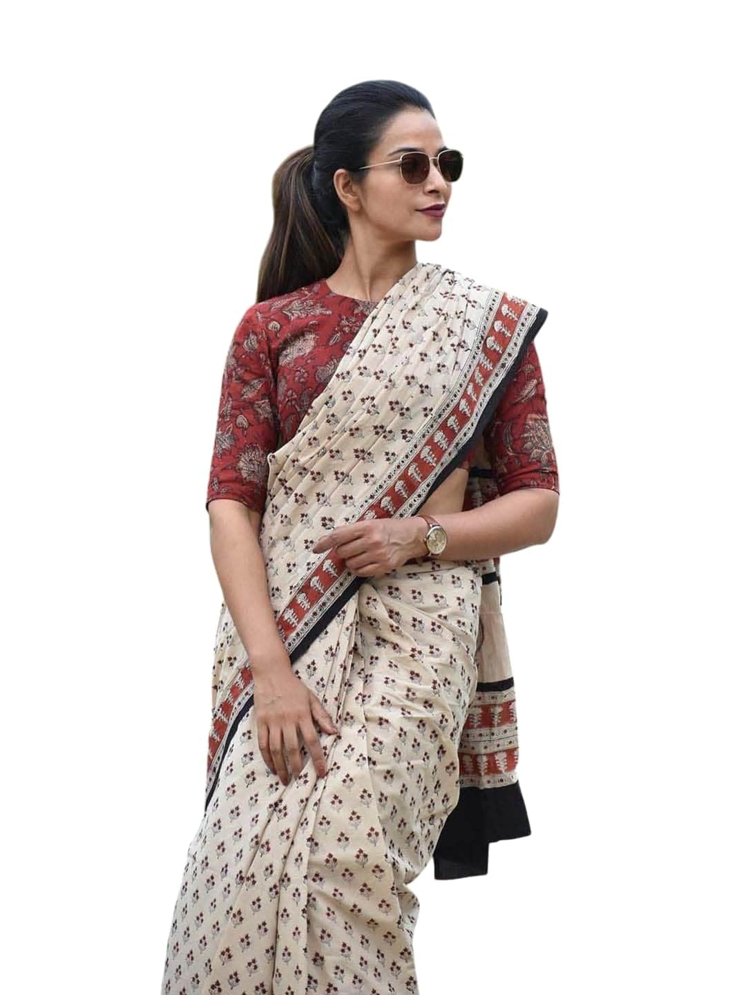 pionex Abstract Print Mulmul Cotton Saree-picture-39