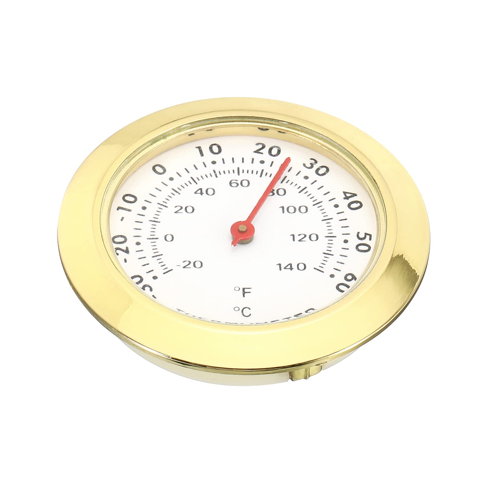 PATIKIL 1.69Inch Mini Indoor Outdoor Thermometer, Temperature Monitor Celsius/Fahrenheit Gauge No Battery Required for Greenhouse Table Room, Gold