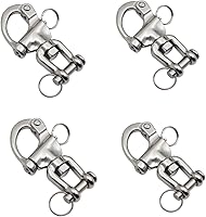 Baieasy 4 Pack 316 Stainless Steel Snap Shackles - Quick Release Swivel Jaw for Sailing Halyards, Rigging & Marine Hardware