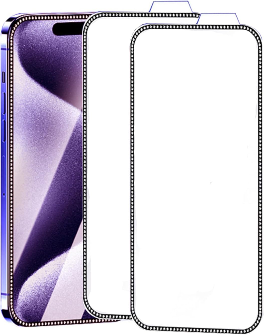 LUVI 2 Pack Compatible with iPhone Air Bling Screen Protector HD Glitter Diamond Shiny Fasion Tempered Glass Anti-Scratch Case Friendly for Women Girls Man