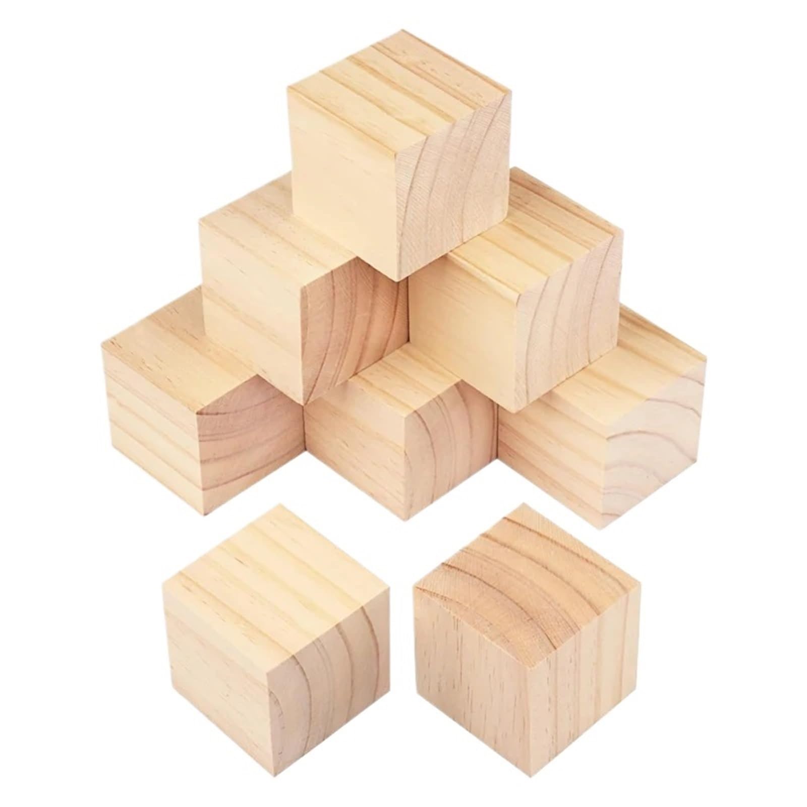 LSNNMU 200 Pcs 3cm Natural Blank Wooden Blocks, Unfinished Pine Wood Cube for DIY Craft Art, Painting, Home Decor, Puzzle Making for Crafts