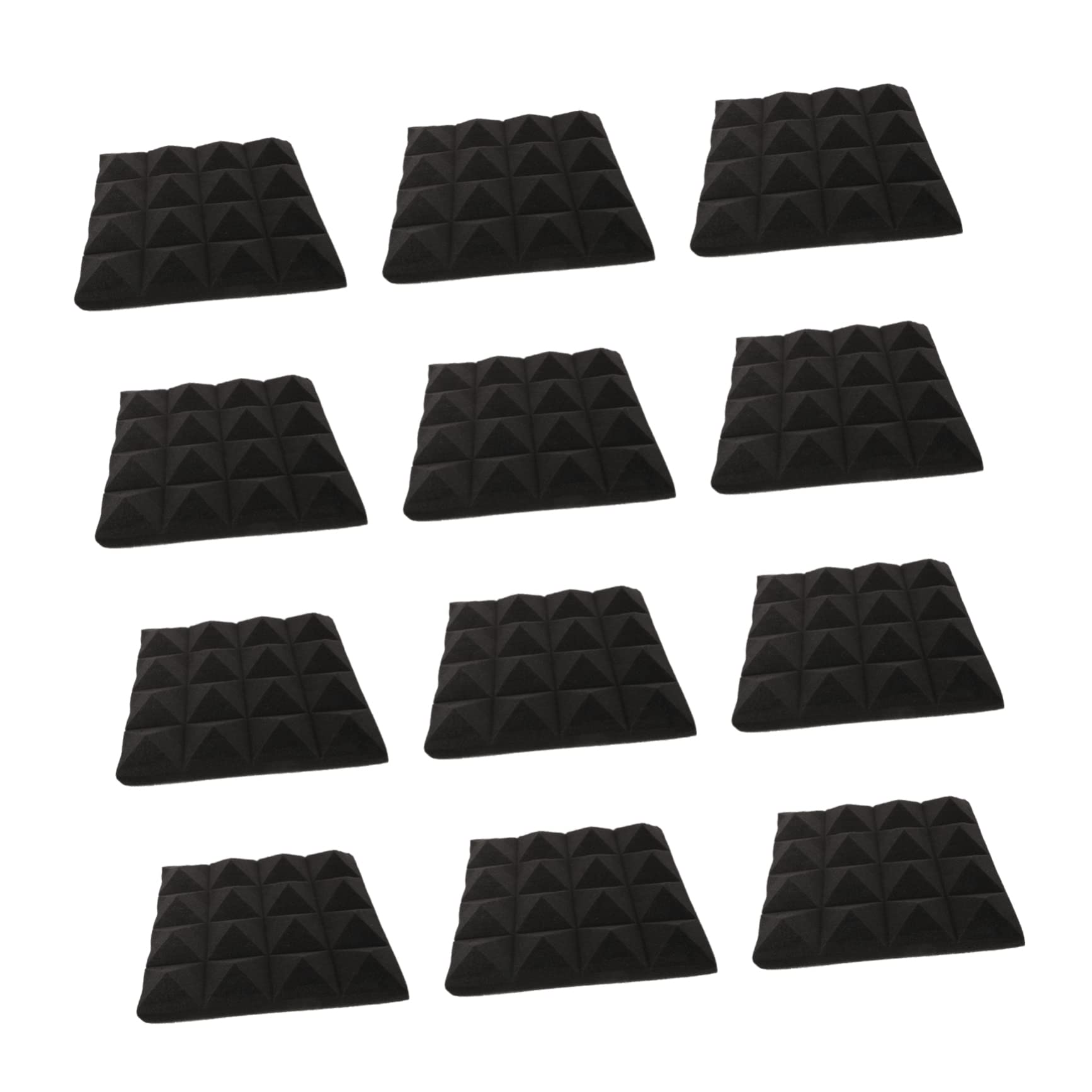 Panel Absorbente de Sonido Piramidal 12 Piezas Negro
