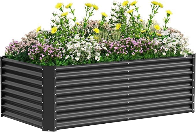 Raised Garden Bed, 6Ă3Ă2ft Large Outdoor Metal Planter Box,271 Gal Soil Capacity, Galvanized Raised Garden Bed Kit for Fruits, Flower Plants, Vegetable Herbs