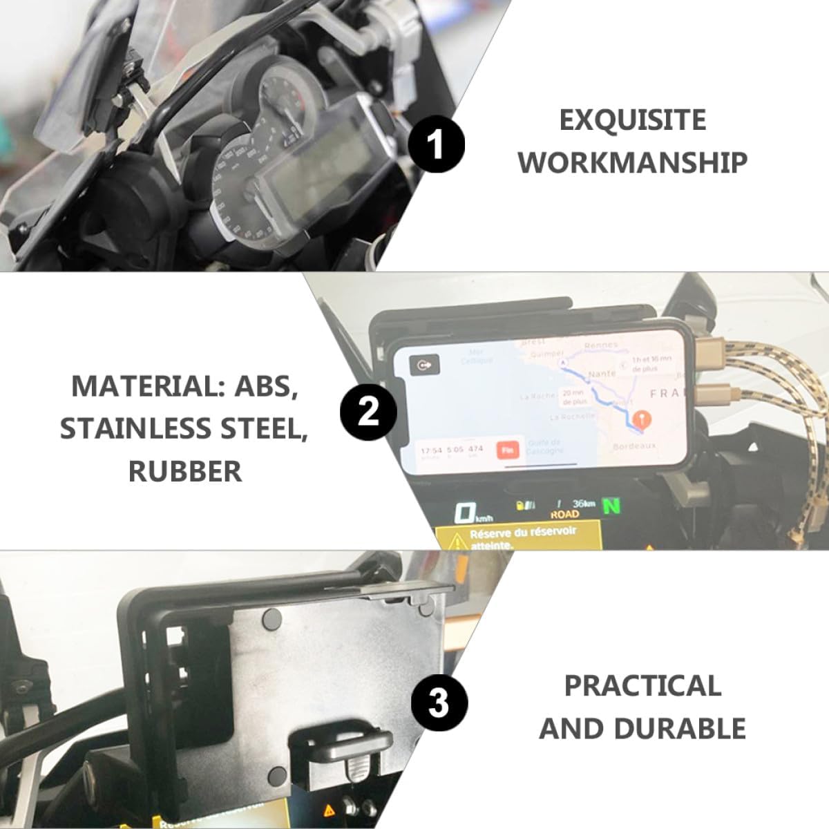 Motorcycle Phone Navigation Stand with USB Port Compatible with BMW R1200gs Adv Motorcycle Navigation Holder Sturdy Electrical Device Mount