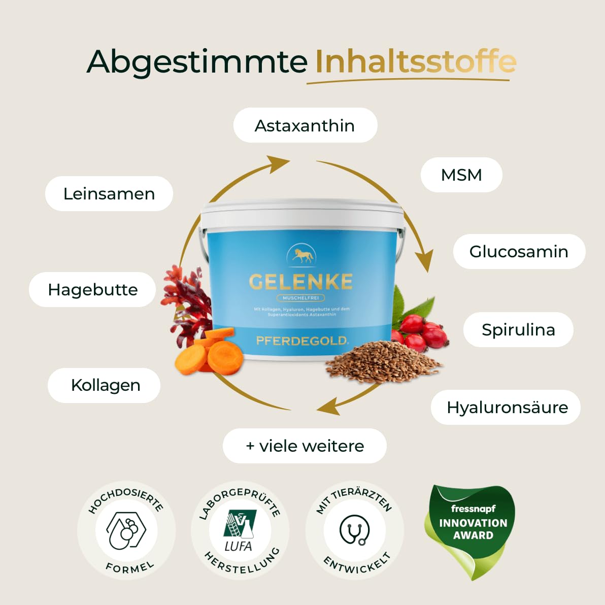 Articulaciones sin conchas 1,5 kg – Pellets articulados sin conchas | Con astaxantina, hialurón, colágeno y espirulina, natural y libre de dopaje, fabricado en Alemania