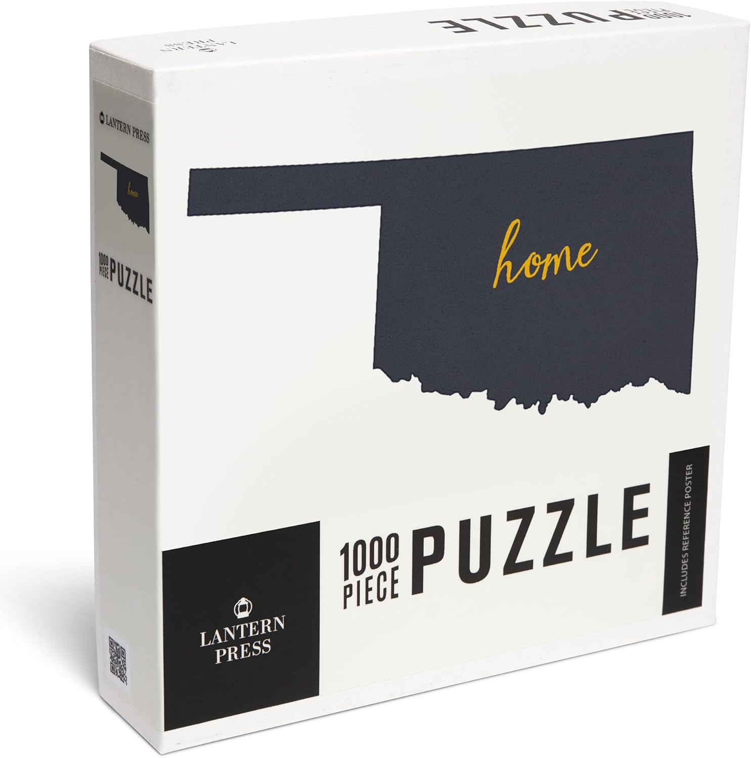 Lantern Press Oklahoma, Home State, Gray on White 1000 Piece Jigsaw Puzzle for Adults, Made in USA with Reference Poster