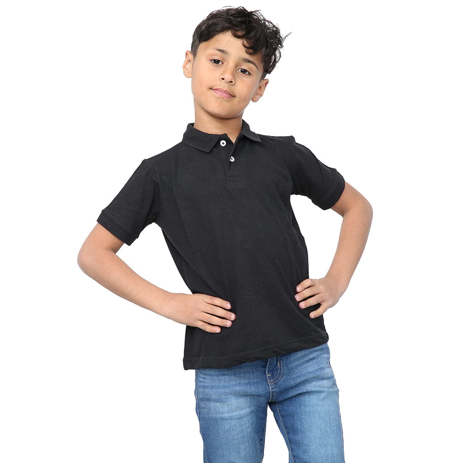 Generation-Gap Boys Girls Plain Polo Shirts Kids Summer Short Sleeve School T-Shirts Top (Black, 13 Years, 13_Years)