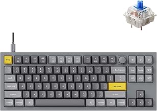 Keychron Q3 Wired Custom Mechanical Keyboard Knob Version, TKL QMK/VIA Programmable Macro with Hot-swappable Gateron G Pro Blue Switch Double Gasket Compatible with Mac Windows Linux (Grey)