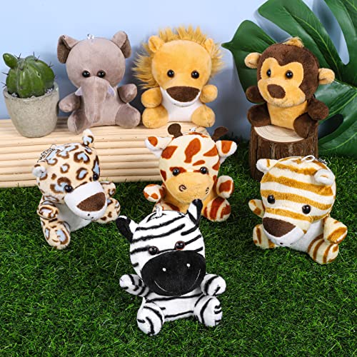 Elcoho 14 Pieces Mini Jungle Animal Plush Toys Small Stuffed Forest Animals Plush Toys 5.9 Inch Keychain Decorations For Animal Themed Parties Goody Bags Filler Favors (Standing) #TOP3