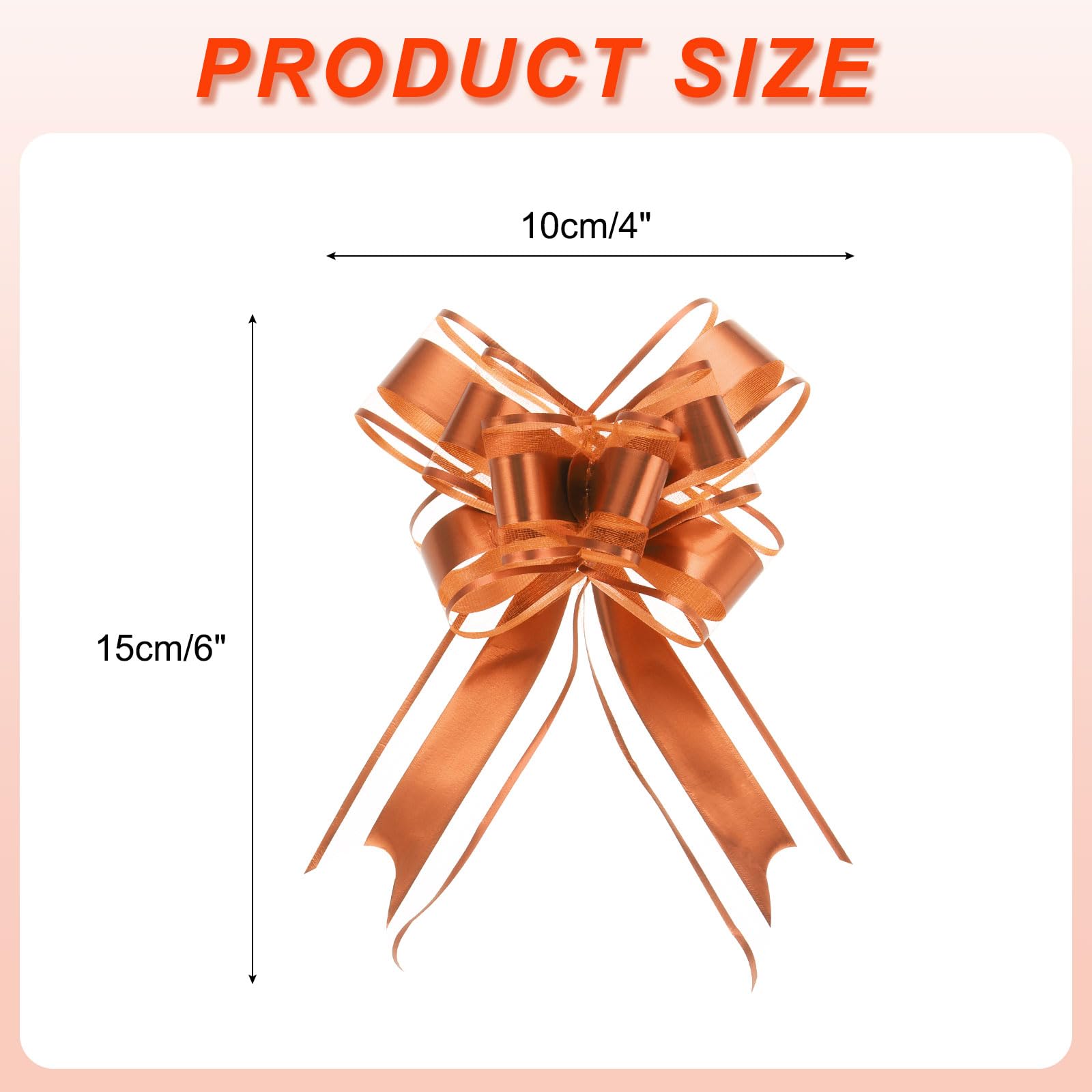 Uxcell 10pcs 6 Inch Large Pull Bow Gift Wrapping Organza Bows Ribbon Rose Gold for Wedding Baskets Presents Christmas - Image 2
