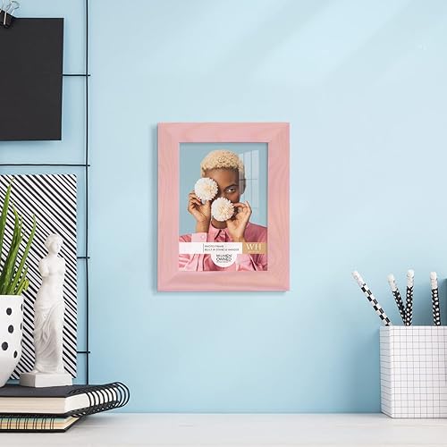 Miniatura 9 de Renditions Gallery Marco de fotos de 4 x 6 pulgadas, marco de grano de madera rosa atardecer, estilo moderno de alta gama, hecho de madera maciza y