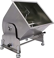 Vista 5 de Mezcladora manual de carne comercial de acero inoxidable con capacidad de 60 libras/30 litros, tanque inclinable