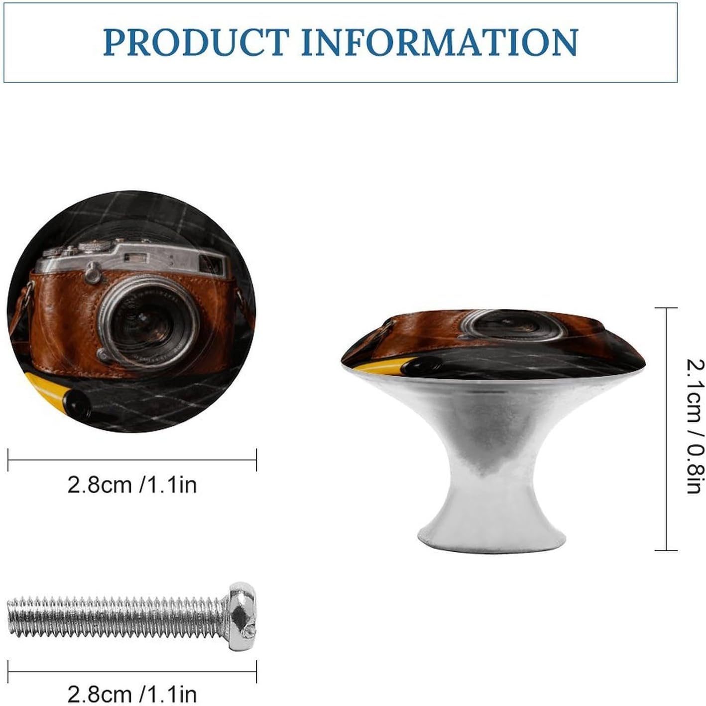 2 Pack Cabinet Knobs,Decorative Drawer Pulls, Vintage Camera with Film image 2