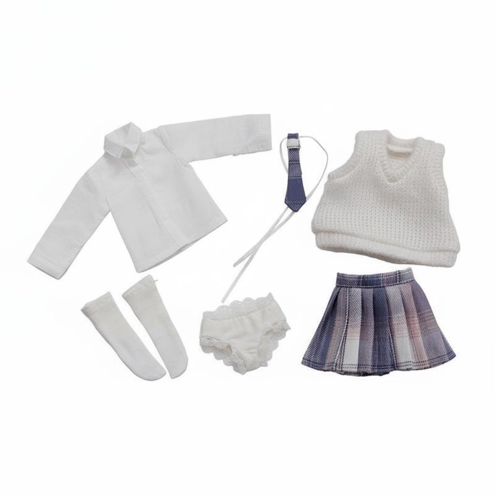 Vestito Bambola Abito Completo Abbigliamento Outfit Accessori Tessuto Morbido per Bambole 1/6 per Personalizzare La Collezione Adatto a Fotografia, Bianco Yf6-1233