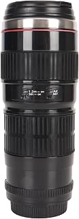 Camera Lens Mug - Stainless Steel Coffee Mug with Sealed Lid - Photographer Travel Coffee Cup for Men & Women (Black)