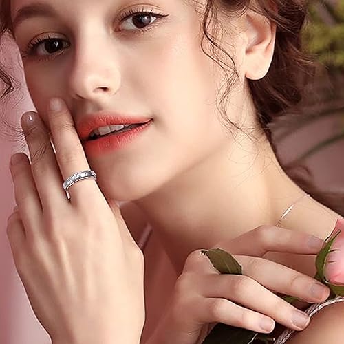 Miniatura 3 de Anillos giratorios de plata de ley S925 para aliviar la ansiedad y el aburrimiento TDAH autismo banda para mujeres y adolescentes
