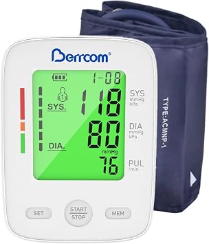 Berrcom Upper Arm Blood Pressure Monitor for Home Use, Automatic Digital BP Machine with Large LED Backlit Display, 299 Memory, Adjustable Cuff 8.7"-15.7", Storage Bag