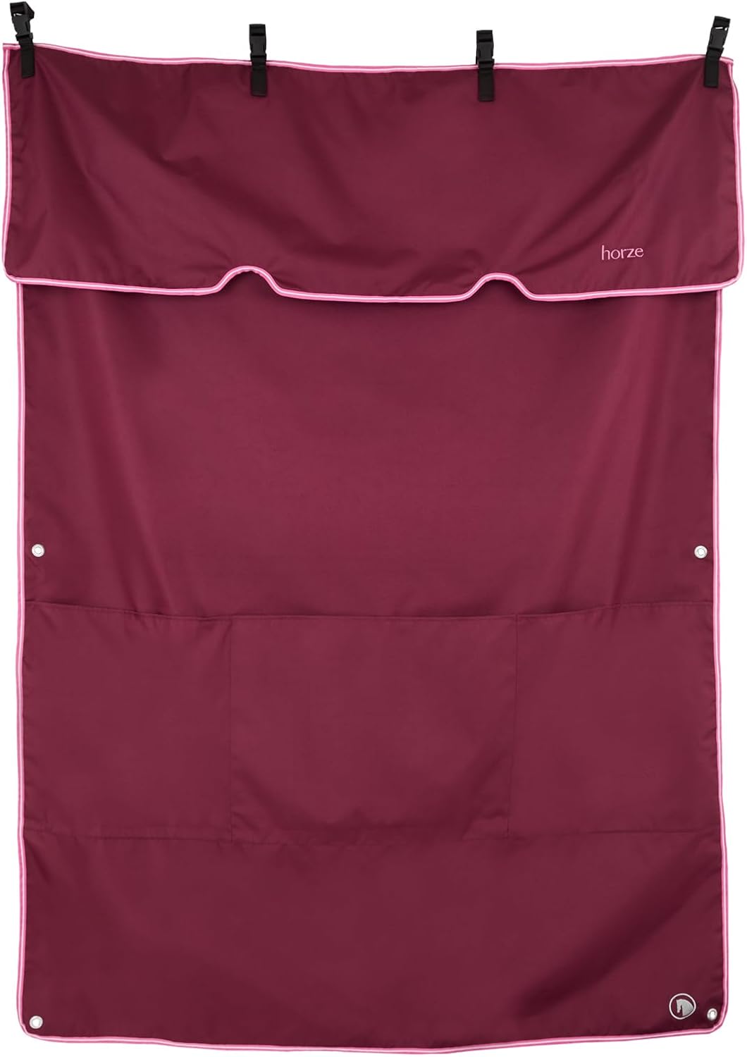 HORZE Ella Equestrian Horse Show Stall Guard with 3 Pockets | 73" x 54" - Anemone Dark Pink - One Size