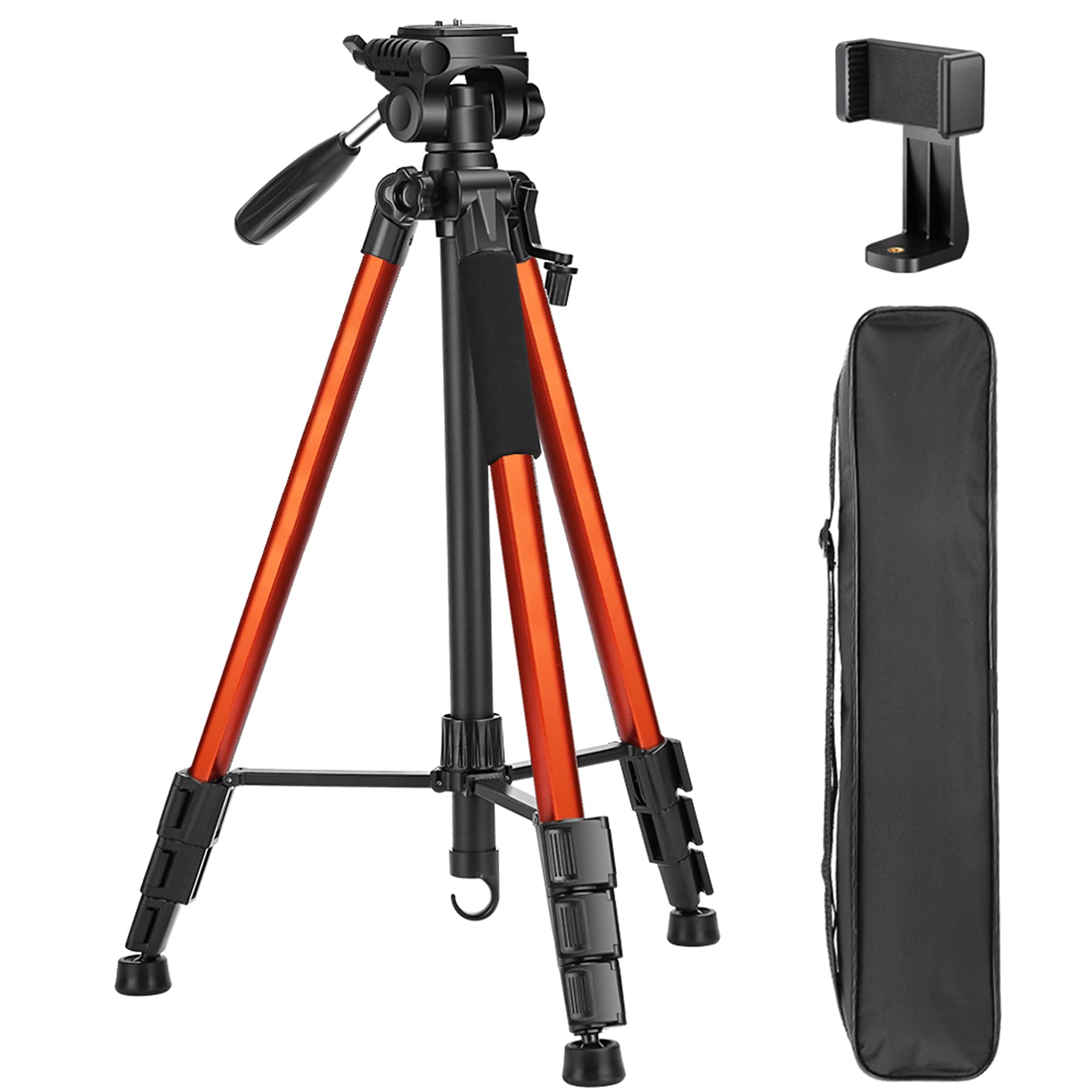 Photo 1 of VICTIV 72 inch Camera Tripod, Aluminum Lightweight Travel Tripod for DSLR with Phone Holder and Extra Quick Release Plate Plus 3-Way Pan Head Compatible with iPhone (T70-Orange) 72 inch Orange