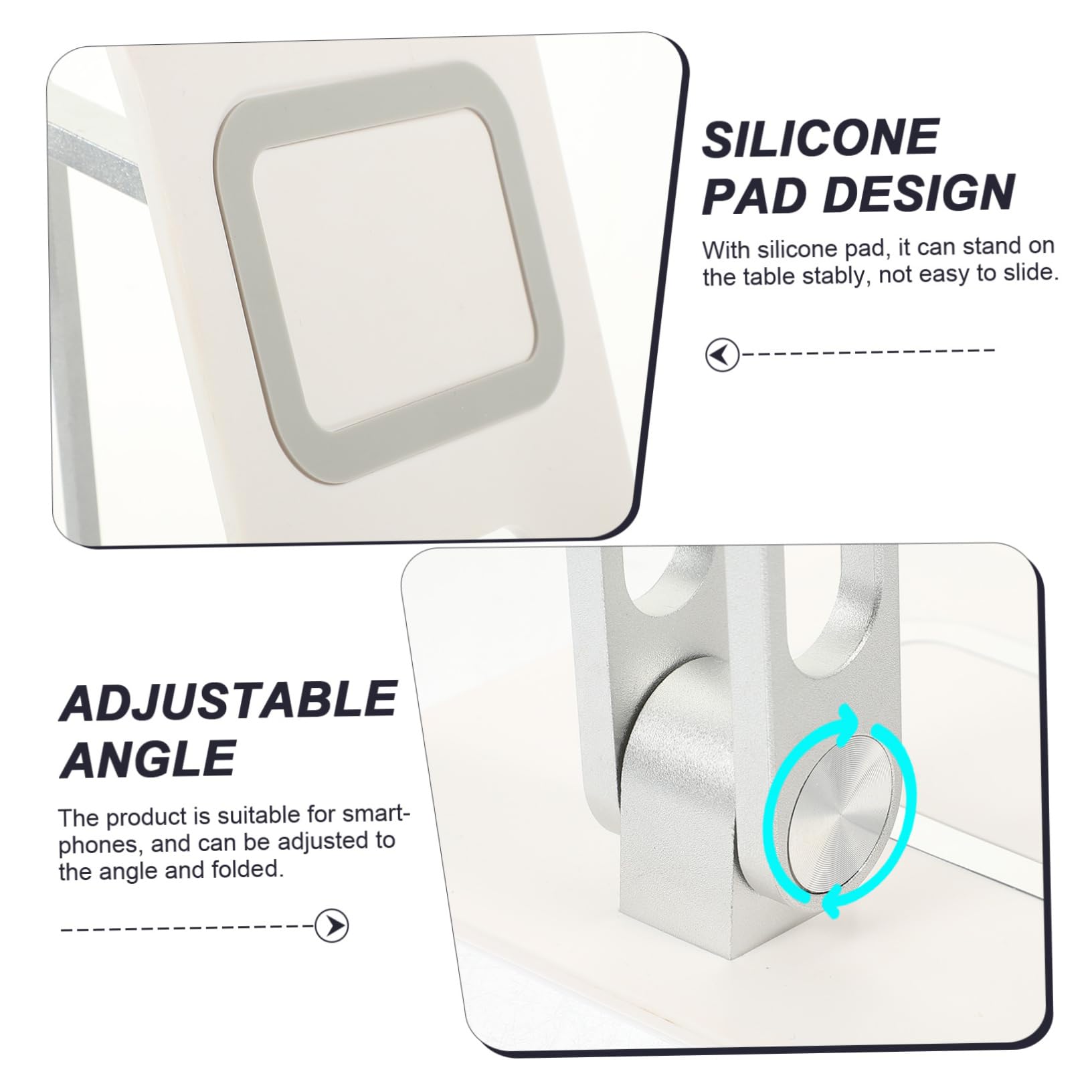 HOMSFOU Support Pliable de Téléphone de Bureau en Métal, Blanc