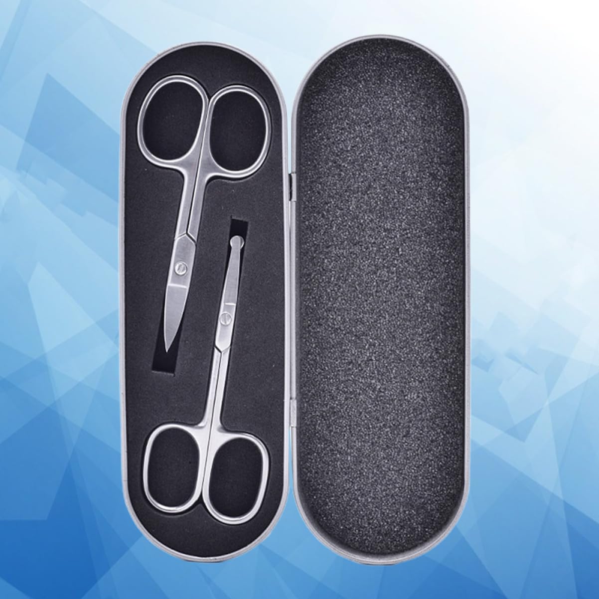PACKOVE 6piezas Tijeras Inoxidable Para Cuidado De Cejas y Nariz Recortador De Facial Diseño Seguro y Práctico Para Hombres y Mujeres