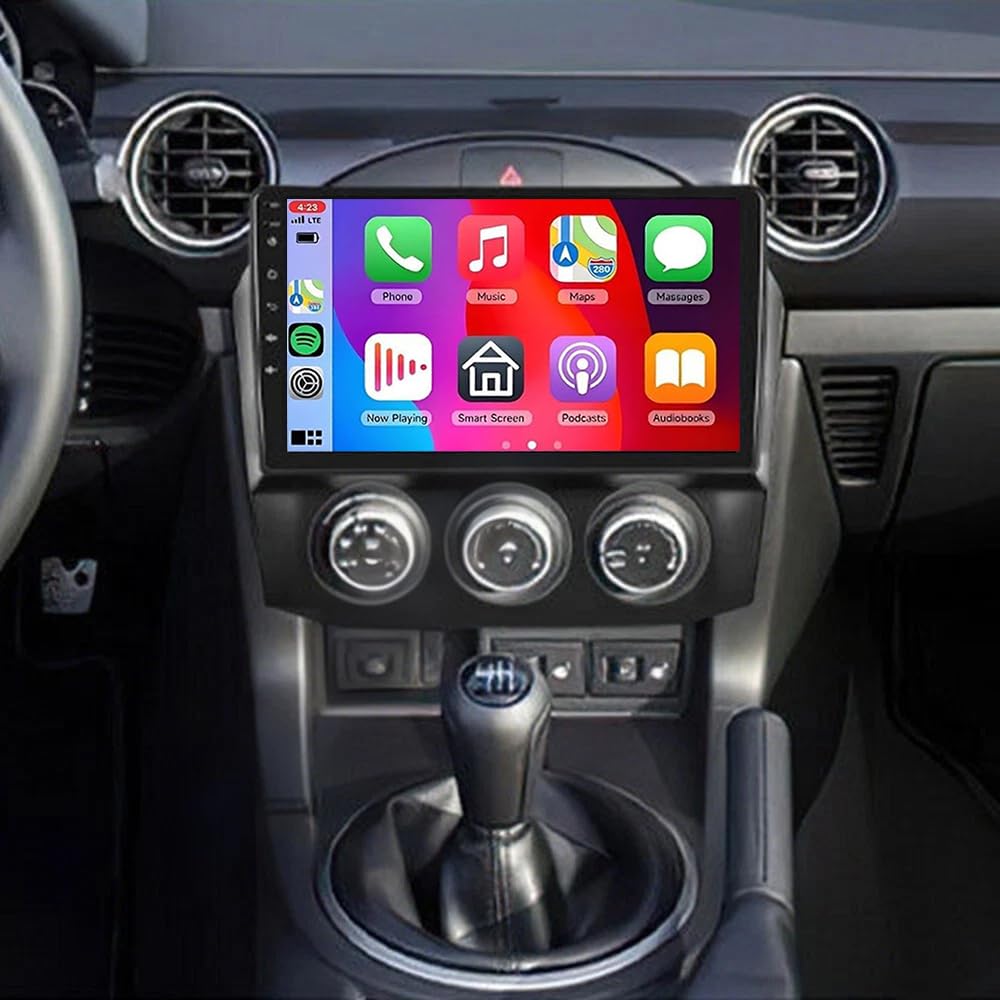 9 Zoll Android Doppel Din Autoradio für Mazda MX-5 2005-2021 mit Wireless Carplay Android 14, 4+64G Touchscreen Display DAB+ Radio Bildschirm Bluetooth GPS Navi AHD Rückfahrkamera FM/RDS SWC