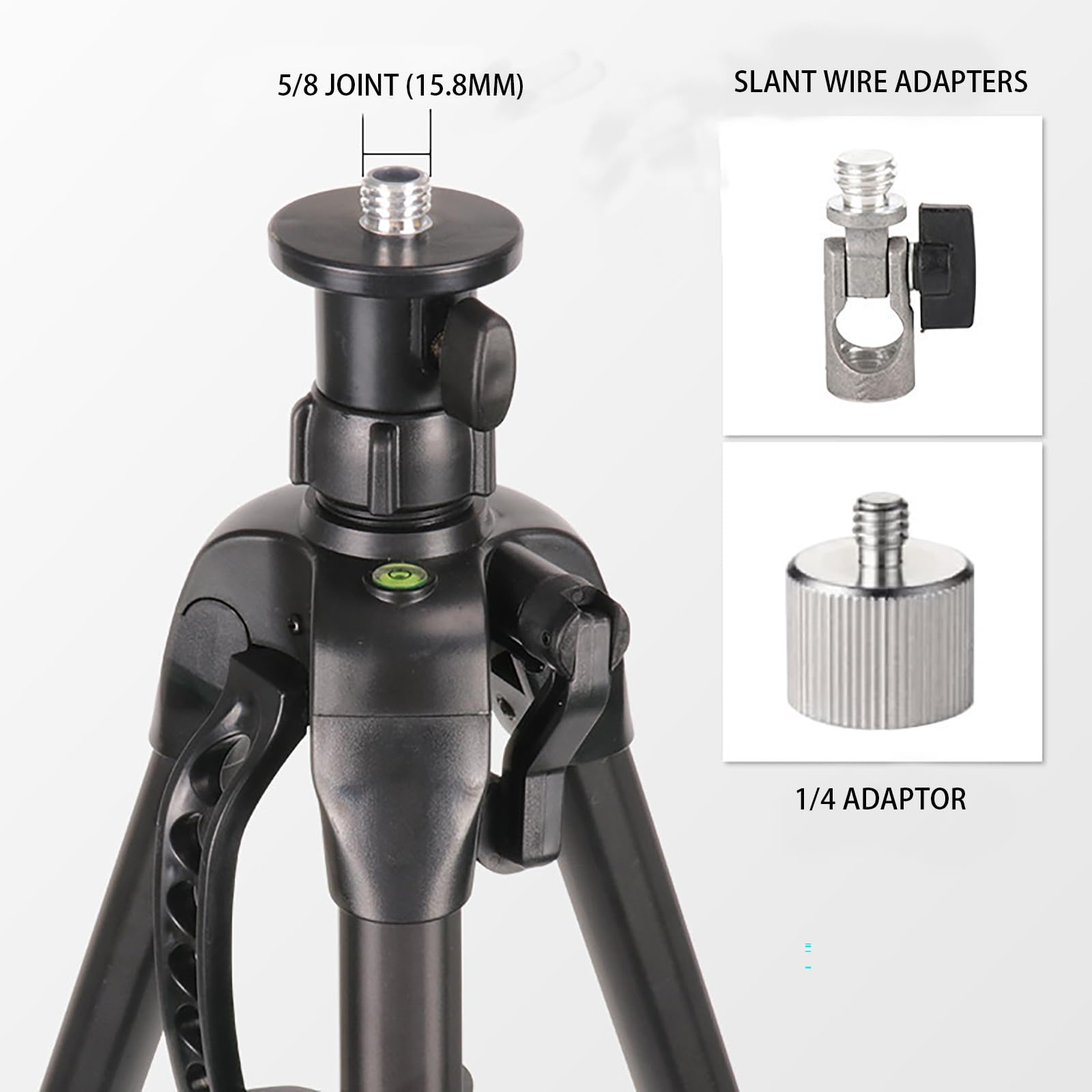 NEWFUN Treppiede per Livella Laser, Treppiede Livella Laser, Treppiedi, Dotato di Filettatura Maschio da 5/8" e Adattatore da 1/4", Adatto Alla Maggior Parte dei Tipi di Livella, Altezza: 58cm-160cm
