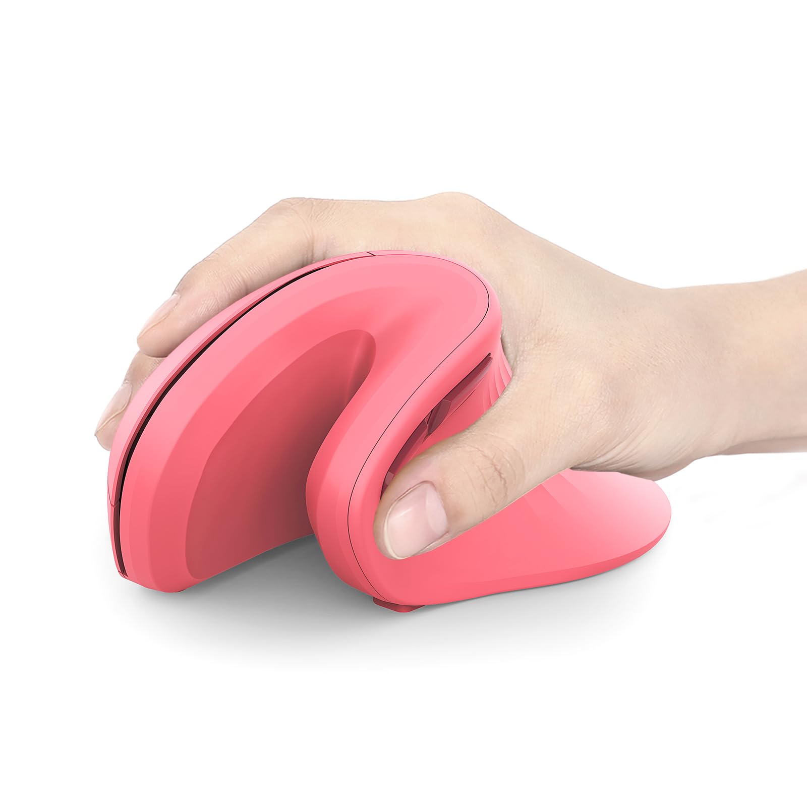 seenda Ergonomic Mouse with Jiggler - Wireless Dual Mode Vertical Mouse with BT 4.0 and USB Receiver, Reducing Wrist Strain, Cute Ergo Mouse for PC, Laptop, Mac, and Windows - Rose Pink