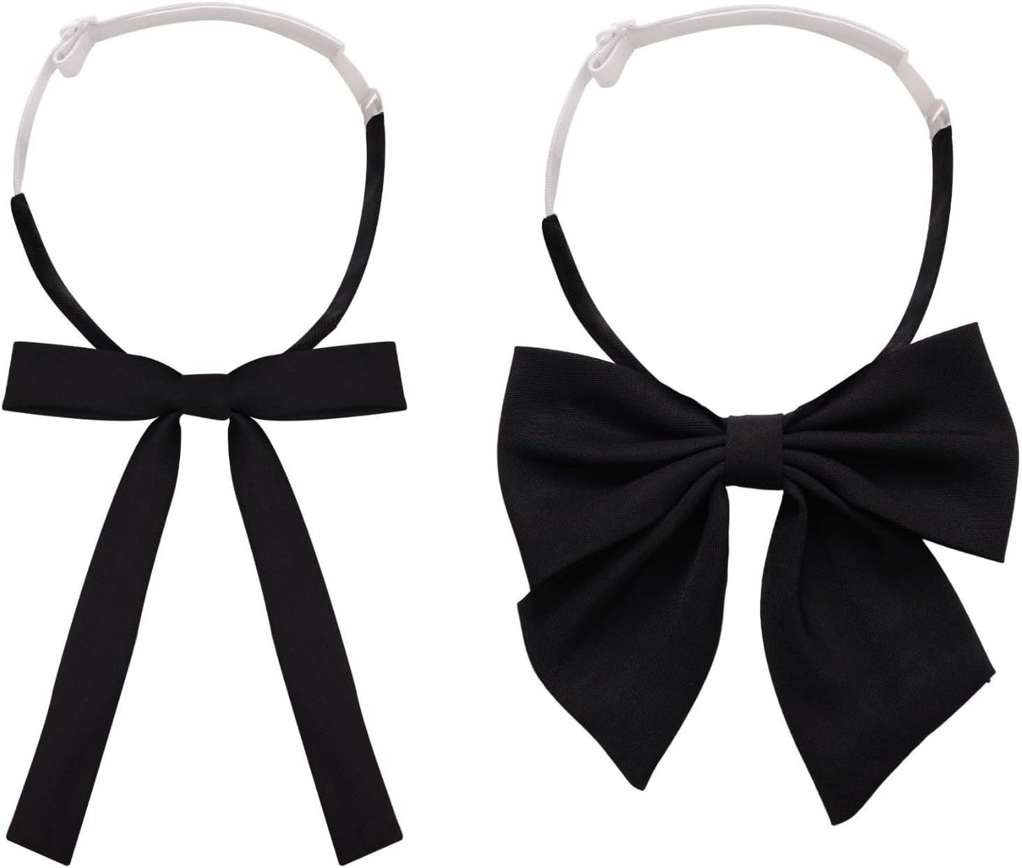 Sucrain 2pcs Bow Tie for Women,Women's Bow Ties,Black Pre-tied Adjustable Bowties for Wedding Graduation School Uniform