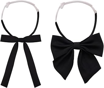 Sucrain 2pcs Bow Tie for Women,Womens Bow Ties,Black Pre-tied Adjustable Bowties for Wedding Graduation School Uniform