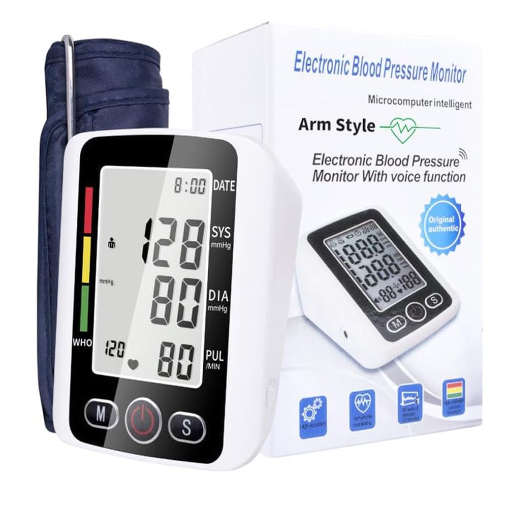 Tensiómetro de Brazo - Monitor de Tensión con Modo Dual Usuario 2 x 99 Memorias, Esfigmomanómetro de Brazo Superior, Monitor de Presión Sanguínea para Uso Doméstico (Manguito 22-48 cm)