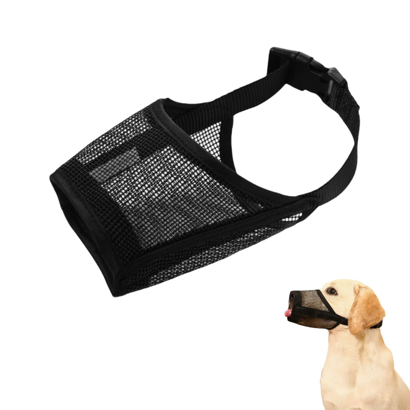 Dog Muzzle for Large Breeds, XL Bully Soft Breathable Mesh Muzzle for Dogs to Prevent Biting Barking Chewing, Adjustable Air Muzzle for Large Medium Dogs, Allow Panting Drinking & Treat Hole (S)
