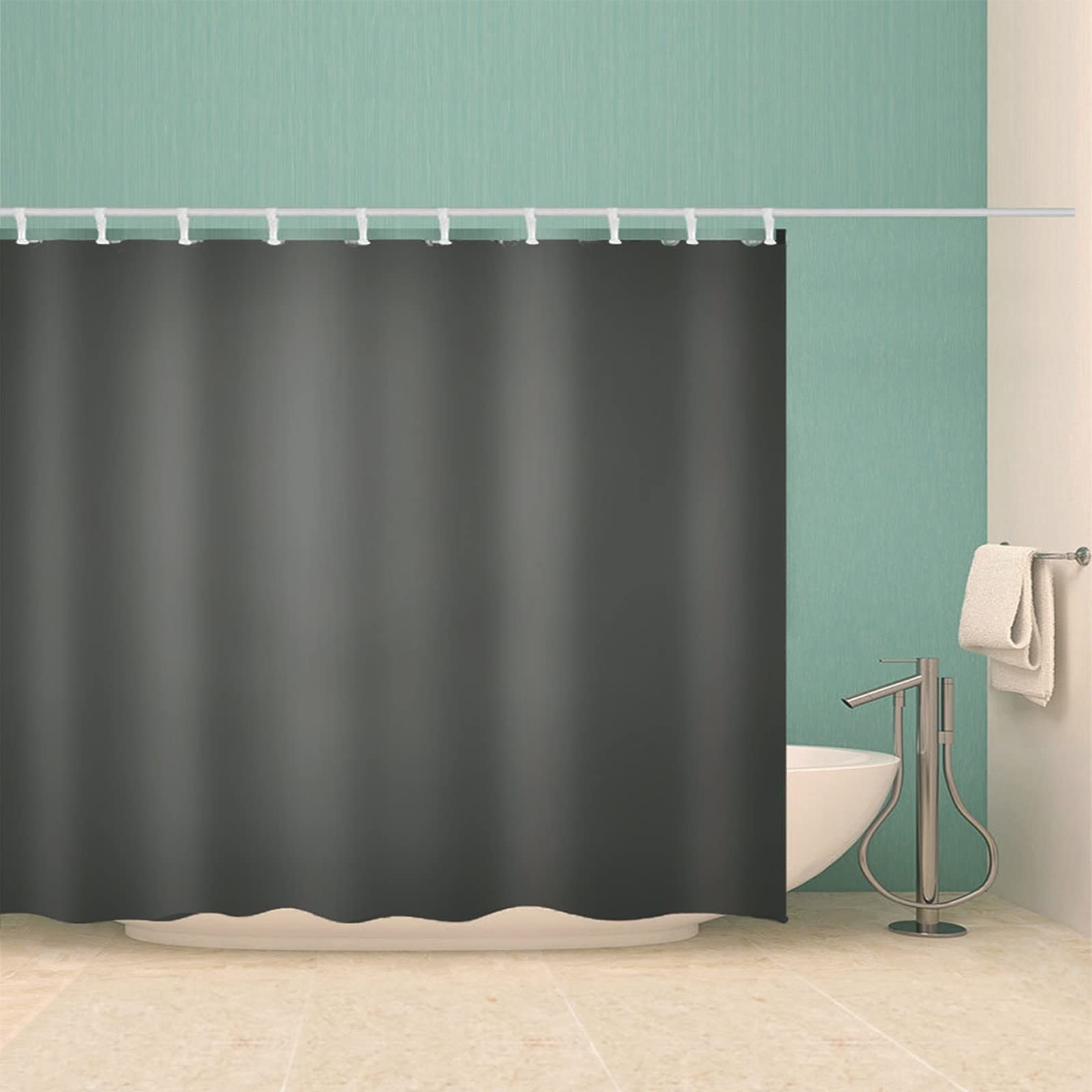 Tenda Bagno Grigio Scuro Impermeabile e Antimuffa Tende per Bagno Poliestere con Ganci Tenda da Doccia Design Monocromatico, 150x180cm