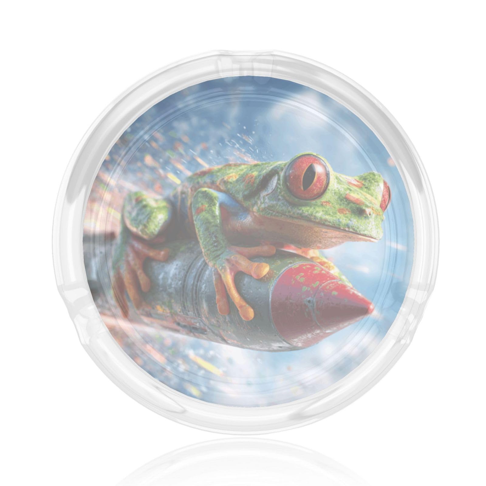 Small Tree Frog Flying Through The Sky Glass Ashtray For Cigarettes Ash Trays Case For Home Office Decor