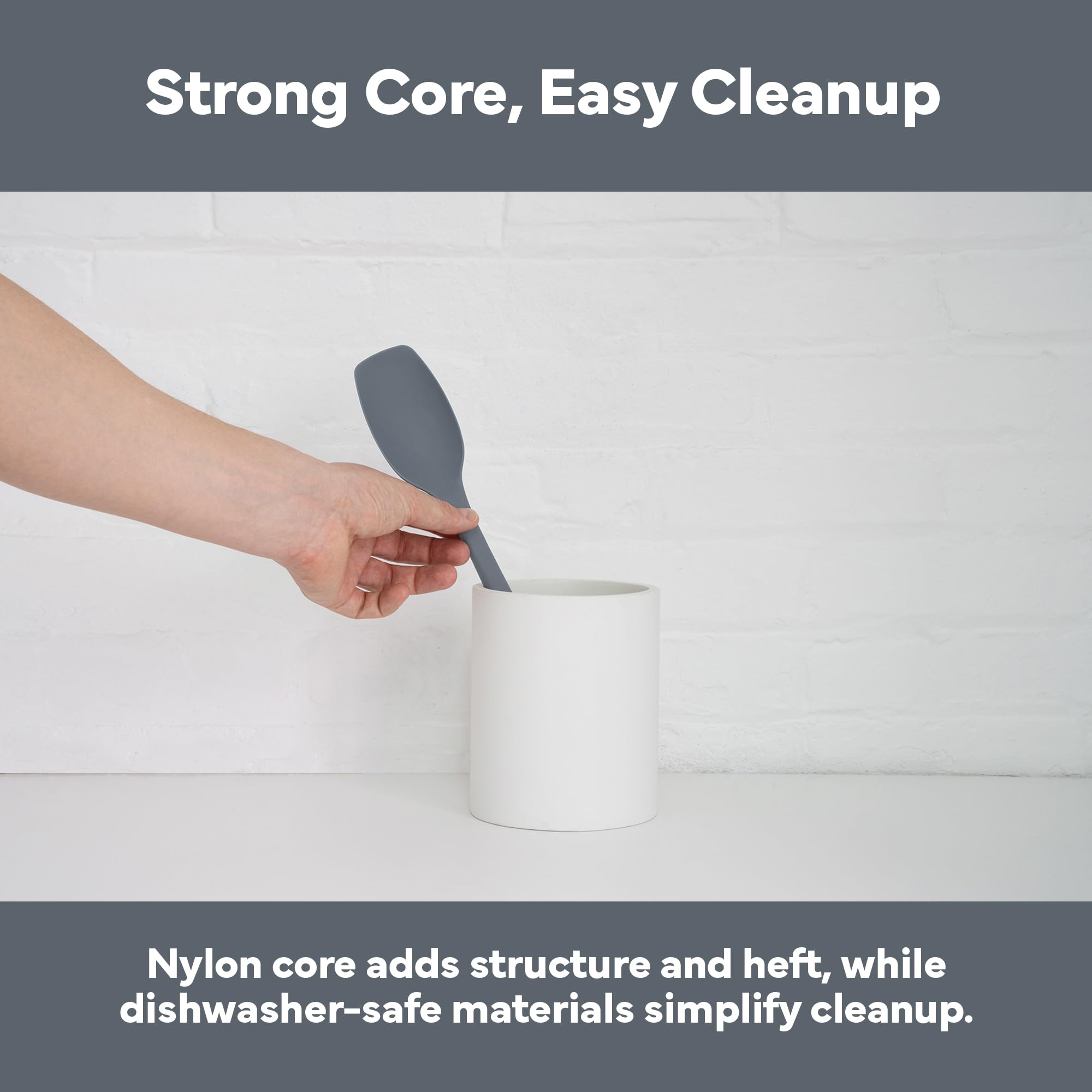 Misen Spoonula - Espátula de silicona híbrida - Espátulas de silicona grandes resistentes al calor para utensilios de cocina antiadherentes, color gris