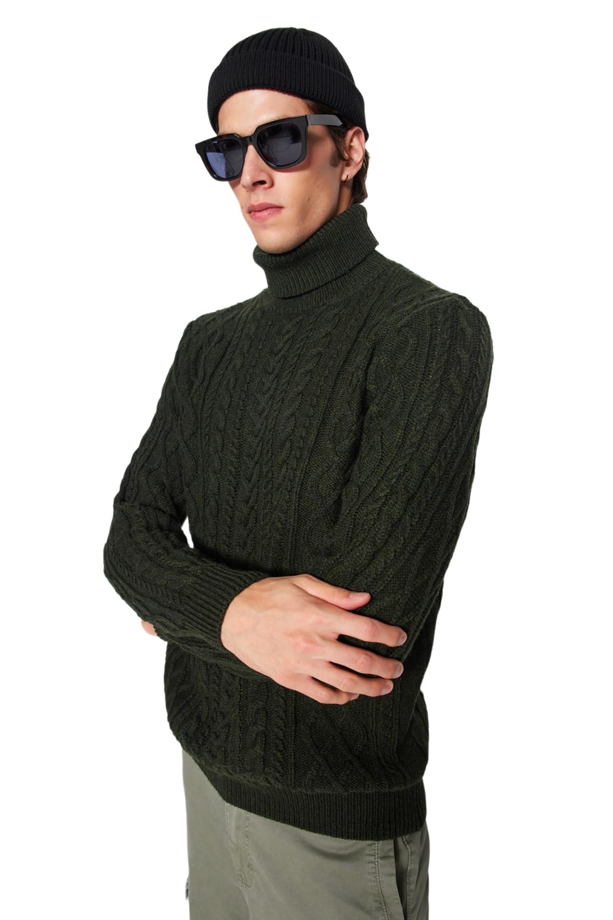 Trendyol Uomini Treccia Maniche Lunghe Slim Maglioni Felpa Uomo