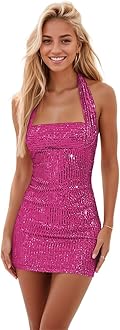 Sequin Sparkly Homecoming Dresses Short for Teens 2025 Halter Open Back Mini Tight Prom Cocktail Party Dress