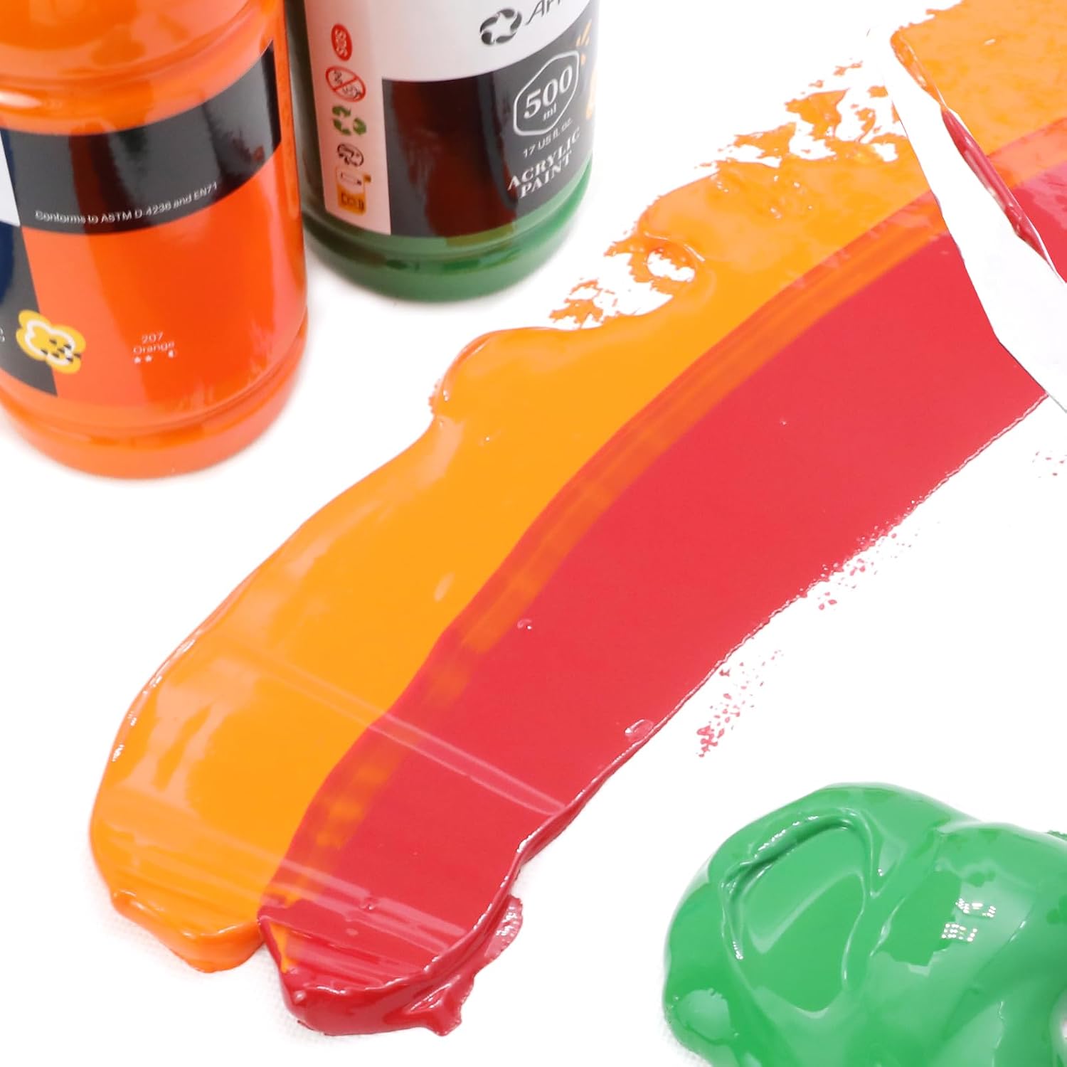 Artecho Sap Green Acrylic Paint 500ml / 17oz Large Bottle | Semi Glossy Finish, High Pigment Rich Color Craft Paint for Canvas, Rocks, Wood, Fabric, Ceramic, Non-Toxic