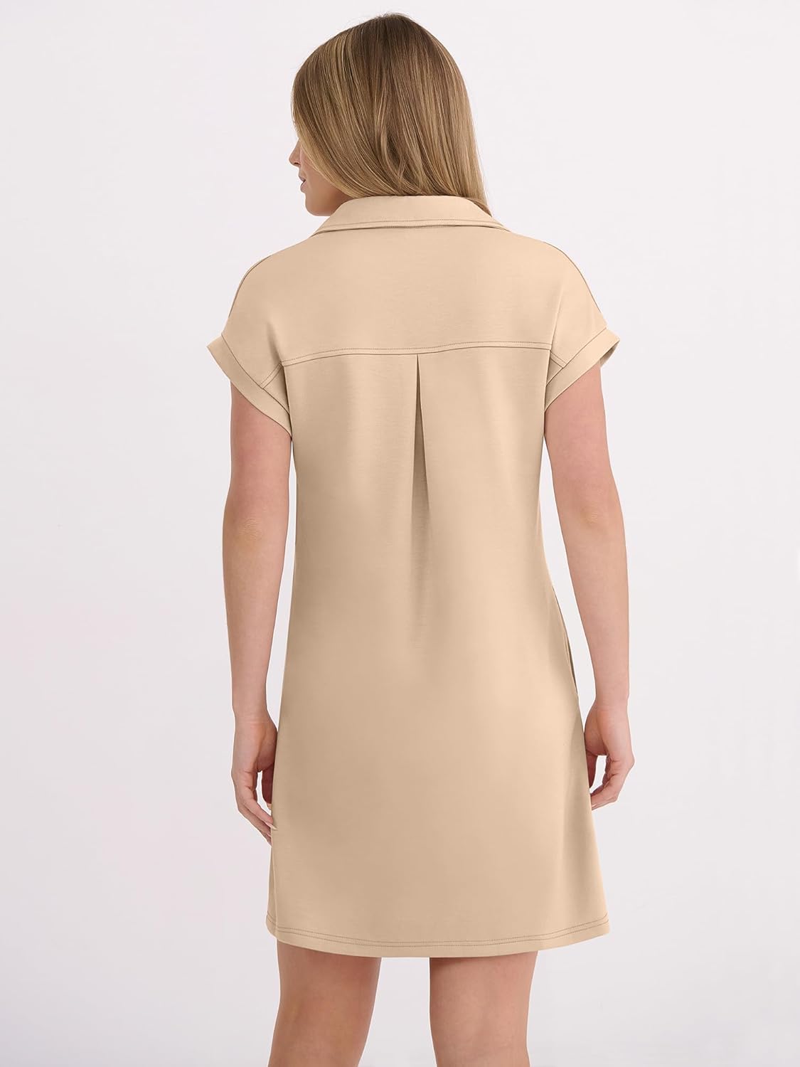 ANRABESS Women's 2026 Summer Collared V Neck Tshirt Dress Casual Cap Sleeve Spring Mini Vacation Dresses with Pockets - Image 5