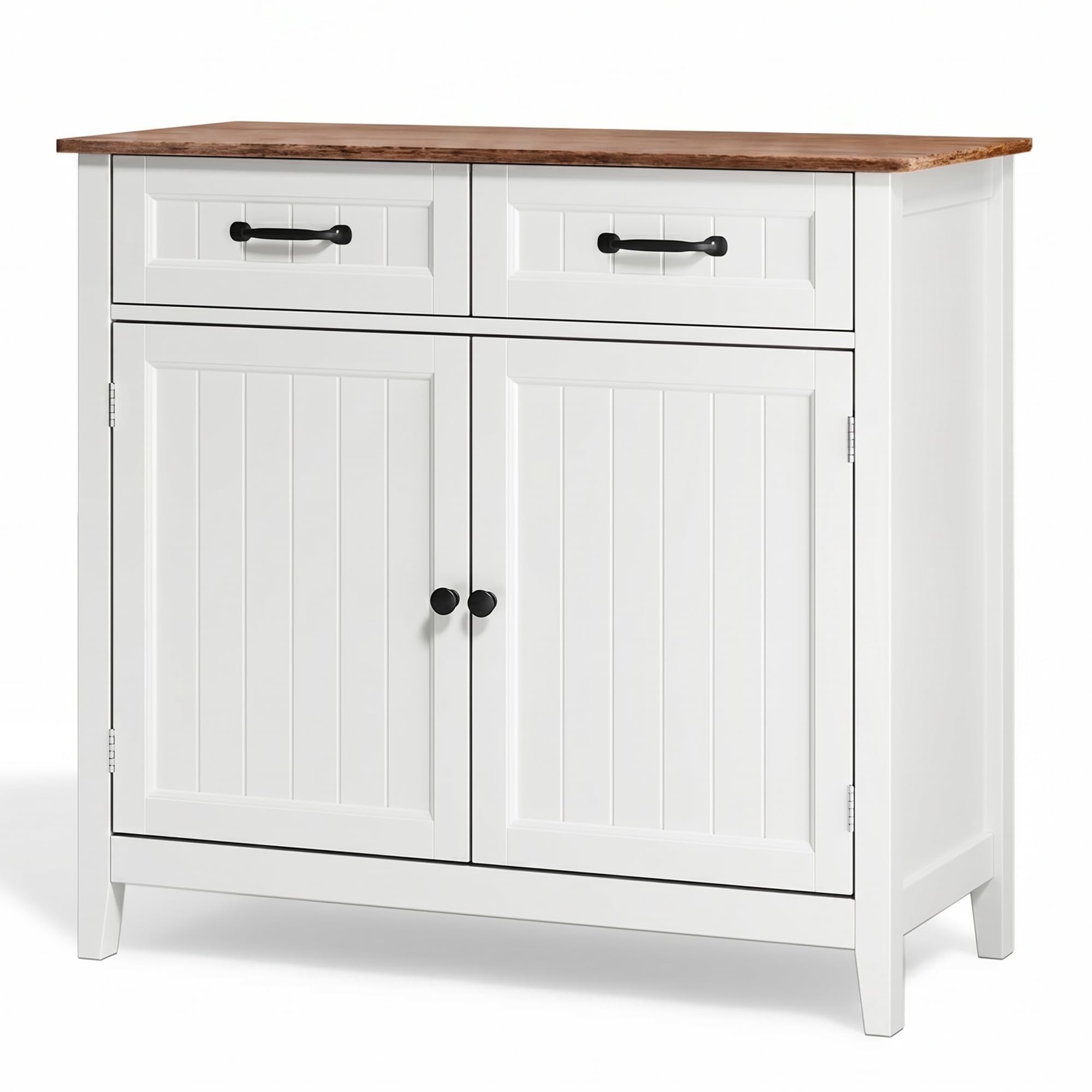 Mobiletto da Cucina, Credenza Ausiliaria con 2 Cassetti e 2 Ante per Cucina, Sala da Pranzo, Soggiorno, 90×40×82 cm,Retro
